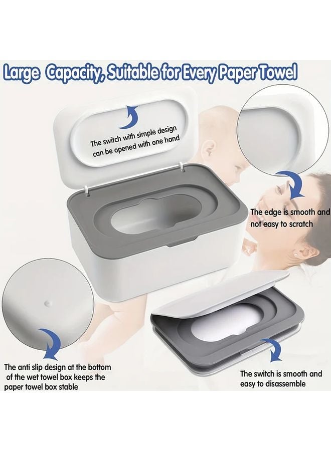 Grey Refillable Wet Wipes Dispenser For Adults Easy Single Hand Operation Non Slip Base - Image 1